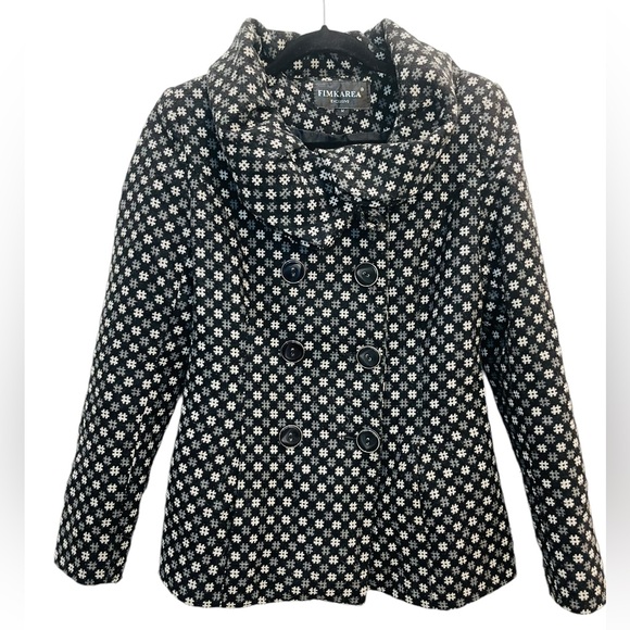 FIMKAREA women’s jacket with cowl neckline secured with a button Size Medium - Picture 2 of 4